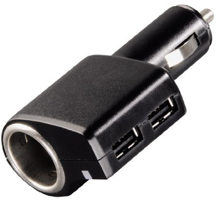 Hama USB-Kfz-Ladegerät Triple Power, 13A Buchse und 2X 2,1A USB A Buchse, LED-Anzeige