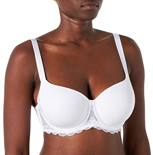 Selene, Reggiseno Donna con Ferretto e Coppe Imbottite, Dettagli in Pizzo Trasparente, Collezione Desire, Colore Bianco, Taglia 3C