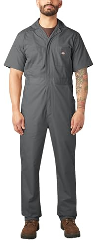 Dickies Men's Short Sleeve Coverall – Zipper Front Work Jumpsuit for Mechanics, Industrial Overall Uniform, Gray, XX-Large Regular
