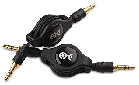 Cable Matters 2-Pack Gold-Plated Retractable Aux Cable - 2.5 Feet