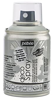 Pébéo - Peinture Acrylique en Spray - Pour la Décoration Multi Supports en Intérieur et Extérieur - Base Eau, Faible Odeur - 100 ml - Finition Mate - Coloris Gris Moyen