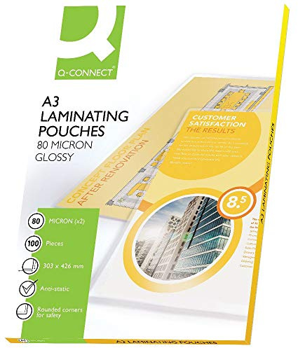Q-Connect KF04122 Laminiertaschen A3 80 Mikron 100 Stück