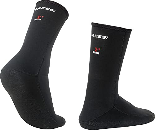 Cressi Orata Socks 2.5mm - rutschfeste Neopren 2.5mm Freitauch und Tauchsocken, Schwarz, Unisex Erwachsene