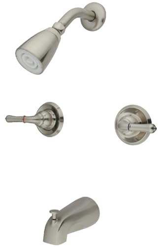 Kingston Brass GKB248 Magellan Tub and Shower Faucet with Two Handles, Brushed Nickel 11.68 x 8 x 7.38