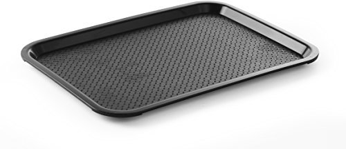 HENDI Bandeja de Servicio, Mediana, Rectangular, Multiusos, Bandeja para Servir Comida rápida, Bebidas, Fast Food, Bandeja de Cocina, 305x415x(H) 20mm, Negro, Polipropileno