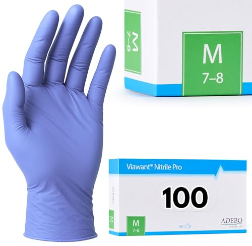 Einweghandschuhe 100 Stück | M | Nitrilhandschuhe Blau | Puderfreie, latexfreie Einmalhandschuhe | Reißfest & feinfühlig | EN 455 & EN 374 | Gr. XS, S, M, L, XL, XXL