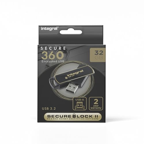 Integral Secure 360 - Memoria USB de 32 GB, Color Negro