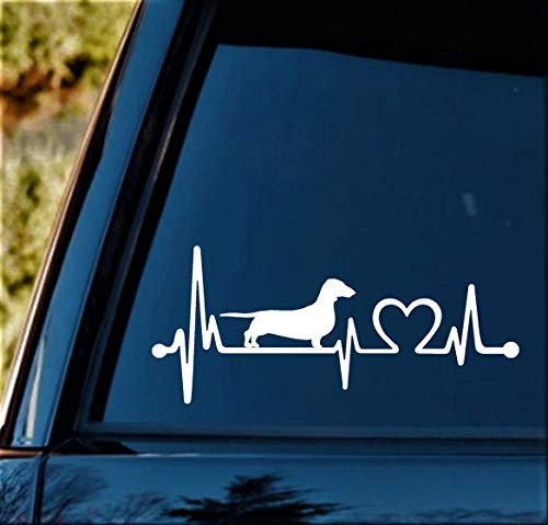 Bluegrass Decals K1025 Dackel Herzschlag Lifeline Monitor Aufkleber Weiß Vinyl Matt Realistisch Glitzer Hund Tier Fenster Auto Wand Aufkleber