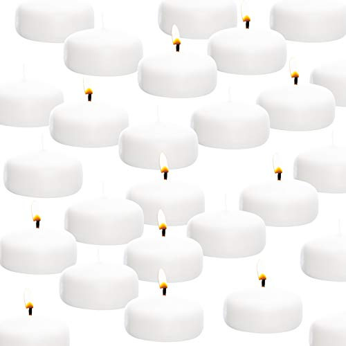Floating Candles 2 inch White, Unscented Dripless Wax Discs | Made in USA Long Burning Floating Candles for Centerpieces 8-10 Hour Burn Time, Weddings, Parties, Home Décor & Holidays - Royal Imports