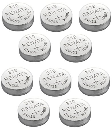 10 x Renata 319 Knopfzellenbatterien / Uhrbatterien, Swiss Made, Silberoxid, 1,5 V (SR527SW)