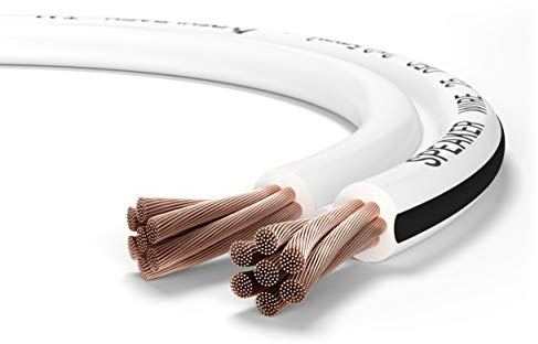 Oehlbach Speaker Wire SP-25 - Stereo HI-FI Lautsprecherkabel, Boxenkabel mit OFC (sauerstofffreies Kupfer) 2x2,5 mm² Mini Spule Lautsprecher Kabel - Weiß 20 Meter