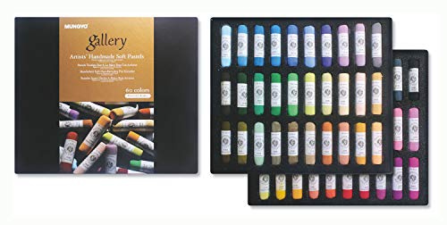 Mungyo MPHM-60P - Gallery Artists' Handmade Soft Pastels Portrait Shades, lot de 60 pastels roulés à la main de qualité artistique, consistance douce, Multicolore (nuances pastel)