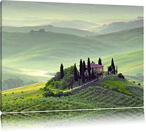 Pixxprint Wunderschöne Toskana Landschaft, Größe: 100x70cm, Leinwandbild, fertig gespannt, Wandbild, Dekoration, Kunstdruck, kein Poster