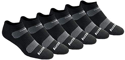 Saucony mens Multi-pack Mesh Ventilating Comfort Fit Performance No-show Socks, Black Basic (6 Pairs), Shoe Size 8-12 US