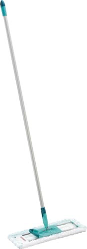 Leifheit rückenschonender Bodenwischer Profi XL Micro Duo mit Aluminiumstiel 140cm, Wischmopp zum Lösen mit Fußklick, mit Bezug aus Mikrofaser für Fliesen und Laminat, 360° Drehgelenk, Click-System