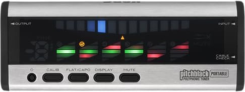 KORG Pitchblack Portable, Polyphones Stimmgerät / Tuner für Gitarre und Bass, Silber