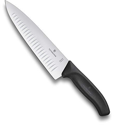 Victorinox Swiss Classic, Profi Tranchiermesser, Extra Scharfe Klinge, Kullenschliff, 20 cm, Kunststoffgriff, Rostfreier Stahl, schwarz
