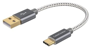 CableCreation USB C Ladekabel Kurz 15cm, 3A, Geflochtene 60W USB auf USB C Kabel Schnelllade Datenkabel für Galaxy S8/S9 Plus/S20, Huawei P20/P30, Xperia XZ/Z5, HTC10 usw. Grau | Reißfest, geflochten, 3 A Schnellladung, 480 Mbit/s, 56 kOhm Pull-Up-Widerstand, für Powerbank, Handy, Android, Auto