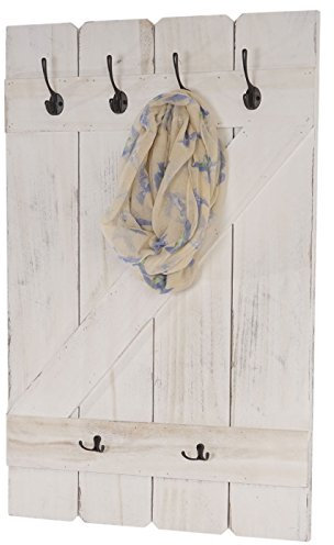 Mendler Wandgarderobe HWC-D13, Garderobe Garderobenpaneel, 6 Haken 91x60cm - weiß shabby