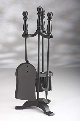 REDUCED TO CLEAR. LESS THAN HALF PRICE! Inglenook 4 Piece Black Fire Companion Set Fireplace Fireside Tools Hearth Shovel Poker Stand Brush