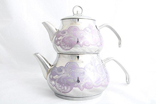 Orient Teekanne Set Tee Kochset 3 Liter Turkisch Teekocher Caydanlik Edelstahl