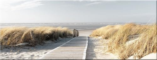 artissimo Glasbild 80x30 cm Bild Strand Weg zum Meer AG1916A – Meerbild aus Glas, maritimes Wandbild Querformat