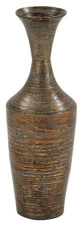 Deco 79 Bamboo Wood Decorative Vase Tall Floor Centerpiece Vase with Lacquer, Vase for Home Decoration 8 x 8 x 23, Dark Brown