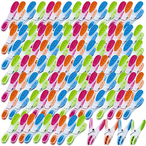 PEARL Softgrip-Wäscheklammern: Extra starke Wäscheklammern mit Soft-Grip, 100 Stück, in 4 Farben (ohne Abdrücke, Kleiderklammern, Wäscheklammer Abdruck)