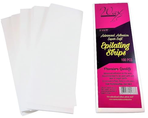 Waxness Premium-Qualität Vliesstreifen 100 Stück für die Haarentfernung mit Warmwachs & Zuckerpaste - Hohe Haftungskraft für Waxing und Sugaring - Non Woven Large Body and Face Epilating Strips