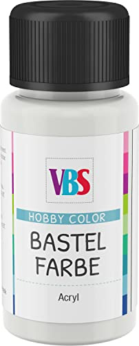 VBS Bastelfarbe 50 ml für Holz Leinwand Pappe MDF Stein Terrakotta Wand lichter Speichel wasserfest wasserverdünnbar geruchsneutral mischbar kinderfreundlich lösungsmittelfrei ganzjährig Silber