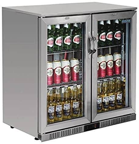 Polar Refrigeration G-Series 230W Back Bar Cooler Display Fridge with Hinged Doors 208 Litre, Stainless Steel, 2°C to 8°C, 900(H)x900(W)x520(D)mm, 4 Shelves, Energy Rating D | GL008