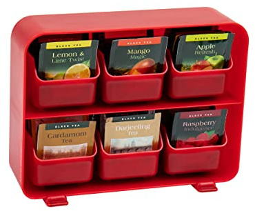 Mind Reader STBORG-RED Anchor Collection Teebeutelorganizer mit 6, herausnehmbare Schubladen, Kunststoff, rot
