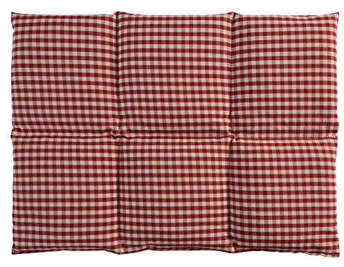 Coussin d'épeautre biologique -Coussin aux grains d'épeautre biologique - 40x30 6 compartiments - rouge et blanc- Coton Bio - Coussin thermique - Bouillotte sèche chaude ou froide