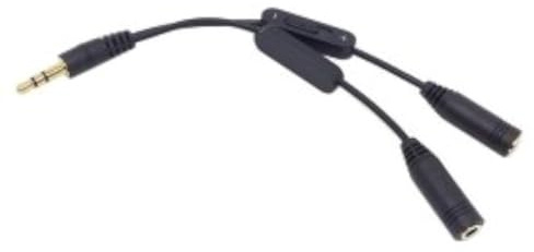 Cablecc Y-Splitterkabel mit Lautstärkeregler, 3,5-mm-Stereo-Stecker auf doppelte 3,5-mm-Buchse, Schwarz
