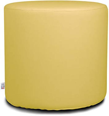 Arketicom Sitzwurfel Pouf Chill, Kunstleder Zylinder (Abnehmbare) Und Polyurethan Gelb 42x42 cm