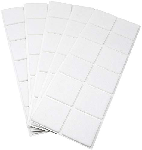 Adsamm® / 60 x feltrini autoadesivi/Bianco / 40x40 mm/Quadrato/piedini per mobili in feltro da 3.5 mm di spessore/pad protettivi per arredi