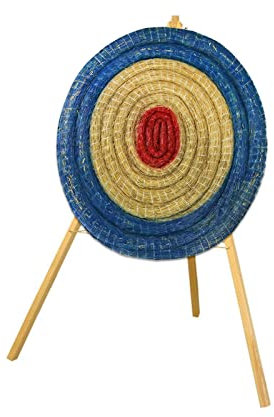 Stronghold Set Zielscheibe 65cm inkl. Ständer Strohzielscheibe Bogenschießen für Erwachsene & Kinder Stroh Ziel für Pfeil und Bogen Armbrust Wurfmesser