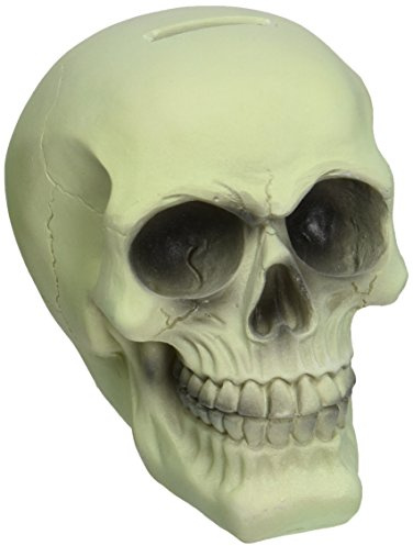 Out of the blue 78/5717 - Polyresin-Spardose mit Schloss, Totenkopf, leuchtet im Dunkeln, Circa 15 cm