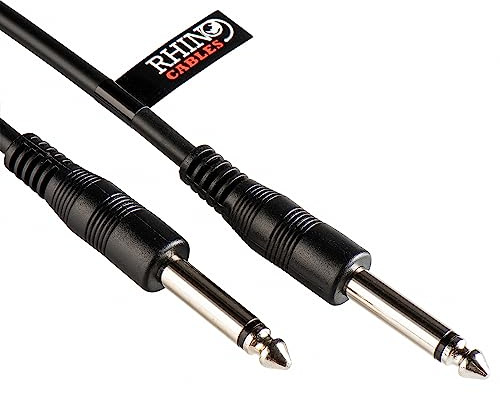 rhinocables 6.35mm Mono & TRS Jack Stereo Cable (10m) | Male to Male Connectors, Multi Instrument Compatibility for Guitar, Bass, Keyboard, Amp & Mixing