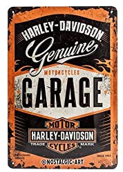 Nostalgic-Art Targa retrò, 20 x 30 cm, Harley – Garage | original Harley-Davidson license product (OLP), in metallo, design vintage, Idea regalo per motociclisti