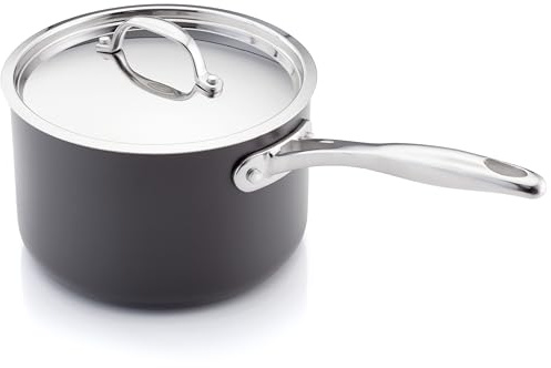 Stellar Element Hard Anodonised 18cm Saucepan with Lid, 2.9 Litre Capacity, Induction Suitable, Oven Safe to 240C, PTFE & PROFA Free