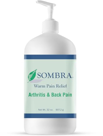 Sombra Warm Pain Relief Gel, Warm Relief for Arthritis and Chronic Pain Pre-Workout Muscle Rub Vegan Formula Free of Artificial Fragrances, Dyes, NSAIDs, Wax, Petroleum, Alcohol, 32oz Pump