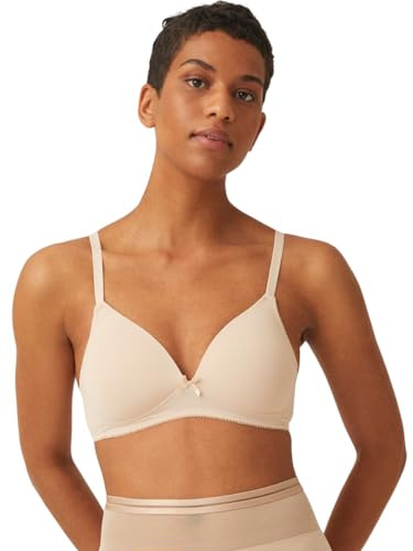 Naturana® Mjuk trådlös BH med kupa [Cup A-D] Optimal passform och maximalt stöd tack vare klippdesign och breda remmar | T-shirts-BH | Dam-BH utan bygel, Ljusbeige, 85D