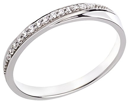 Ardeo Aurum Damenring aus 375 Gold Weißgold mit Zirkonia im Brillant-Schliff Verlobungsring