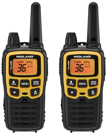Midland - X-TALKER T61VP3, 36 Channel FRS Two-Way Radio - Up to 32 Mile Range Walkie Talkie, 121 Privacy Codes, & NOAA Weather Scan + Alert (Pair Pack) (Black/Yellow) | License Free, Up to 32 Mile Radius, 36 Channels, 121 Privacy Codes, Weather Alerts