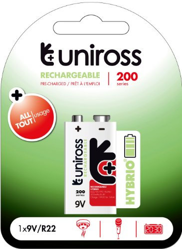 Uniross Hybrio Pre-charged 1 X 9v 200 Series Rechargeable Battery