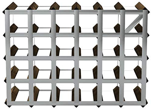Classic 30 (6x4) Bottle Wine Rack Dark Oak Stain Wood Galvanised Metal