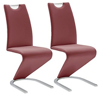 Robas Lund Esszimmerstühle 2er Set Schwingstuhl rot bordeaux, Esszimmerstuhl Stuhl Amado, 62.0 x 45.0 x 102.0 cm