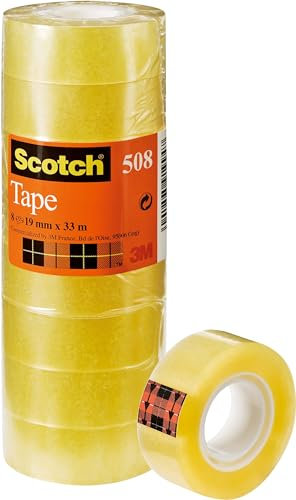 Scotch Transparentes Klebeband 508-8 Rollen - 19mm x 33m - Durchsichtiges Allzweckband für Schule, Heim und Büro