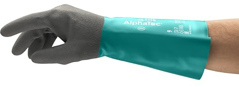 Ansell AlphaTec 58-535B Chemikalien-Arbeitshandschuhe, Einzigartige Kombination aus Chemikalienfestigkeit, Griffsicherheit und Komfortablem Innenfutter, Größe M (6 Paar)